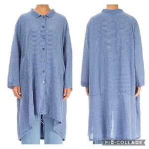 Grizas Flared Blue Nova Textured Silk Jacket Lagenlook Lightweight Size Medium